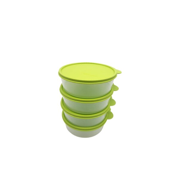 Tupperware 4-Piece Set 700ml Round Containers With Green Lids - Picture 1 of 4